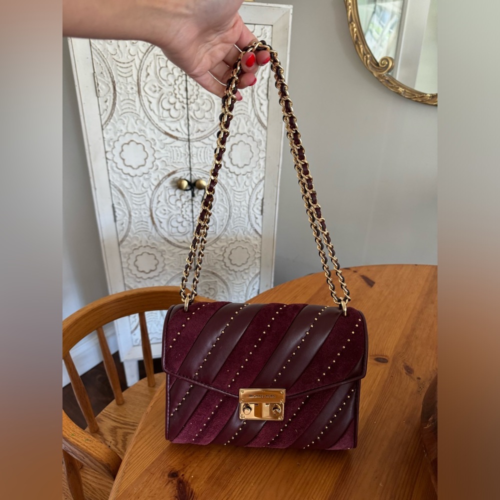 Michael Kors Maroon Gold Chainlink Purse